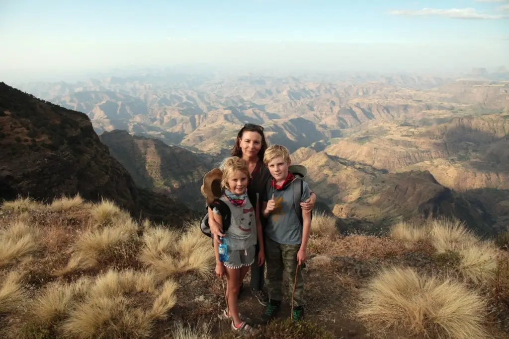Posing on the edge of the Simien escarpment