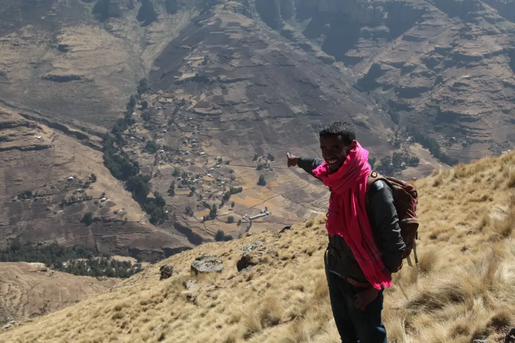 Dave pointing to his home village of Argin